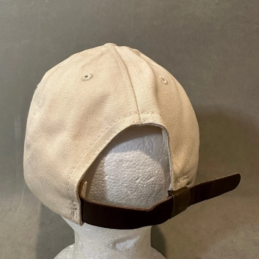 Vintage Cap America Buckeye Hat Tan Cotton Strapback Dad Cap‎ Leather Strap